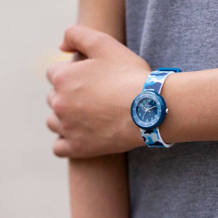 Tikkers Blue Camo Silicone Time Teacher Watch