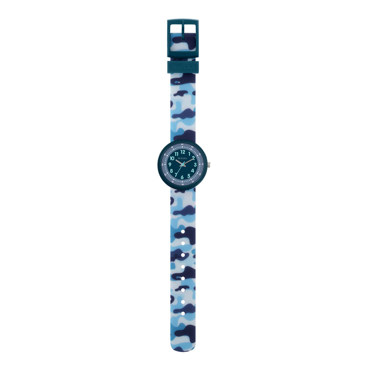 Tikkers Blue Camo Silicone Time Teacher Watch