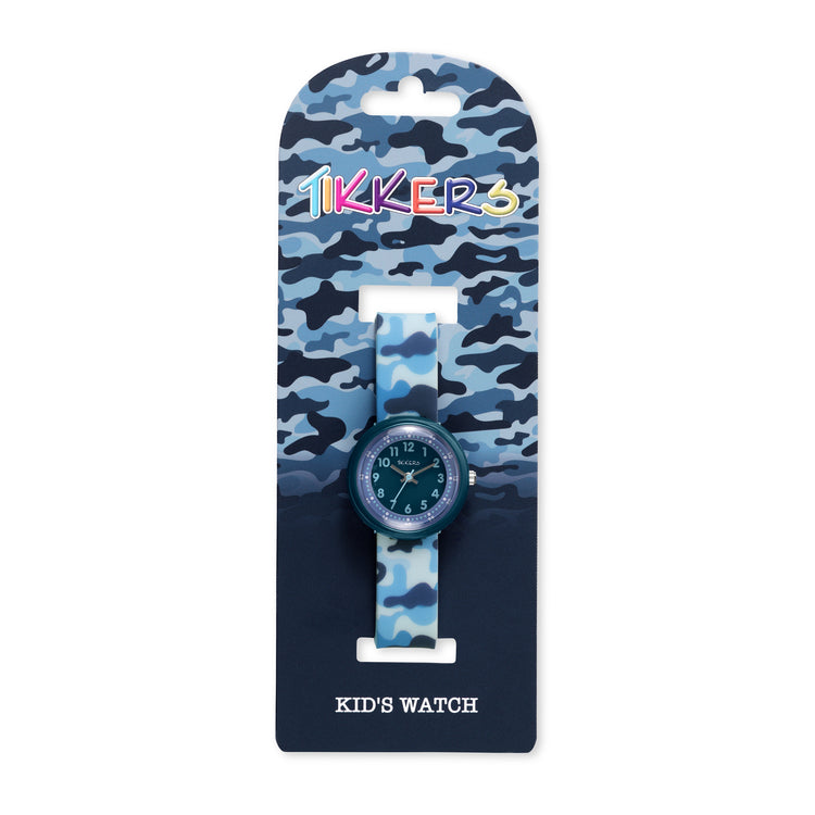 Tikkers Blue Camo Silicone Time Teacher Watch