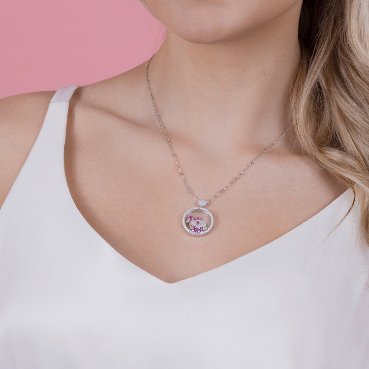 Minnie Mouse Floating Stone Pendant Necklace
