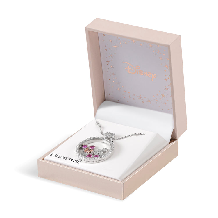 Minnie Mouse Floating Stone Pendant Necklace