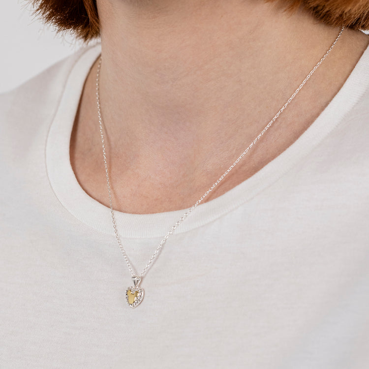 925 TT CRYSTAL PAVE HEART MICKEY MOUSE PENDANT 18" CHAIN