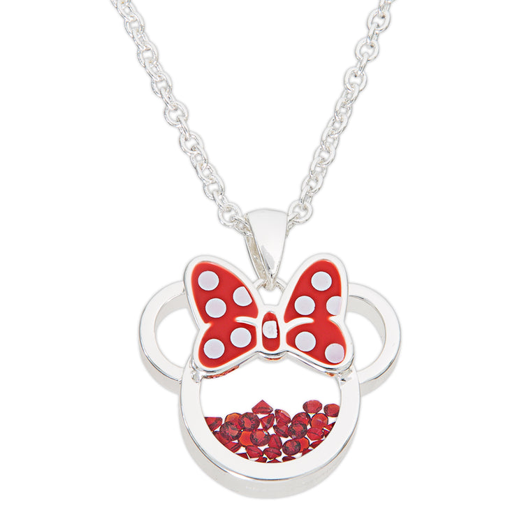 Minnie Silver Plated July Birthstone Floating Stones Bow Necklace