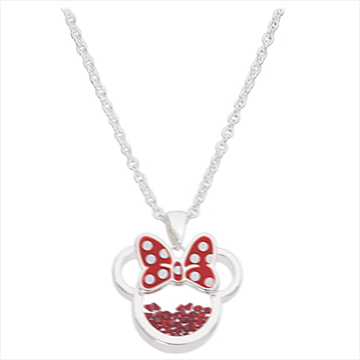 Minnie Silver Plated July Birthstone Floating Stones Bow Necklace