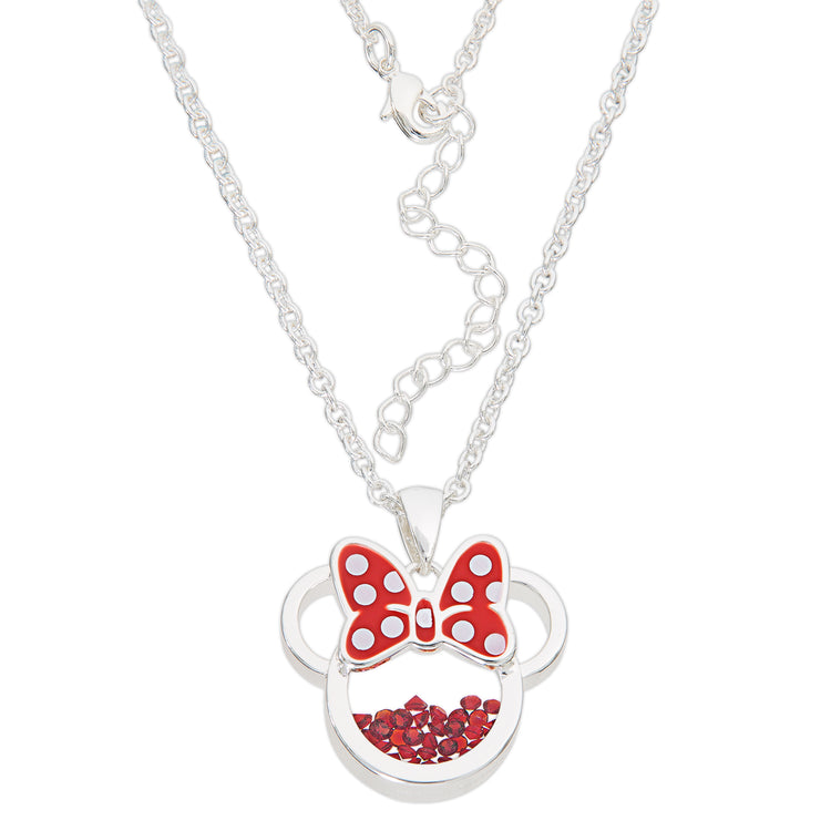Minnie Silver Plated July Birthstone Floating Stones Bow Necklace