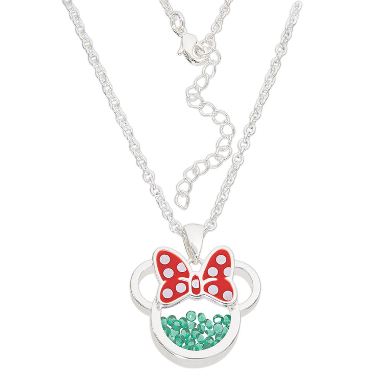 Minnie Silver Plated May Birthstone Floating Stones Bow Necklace