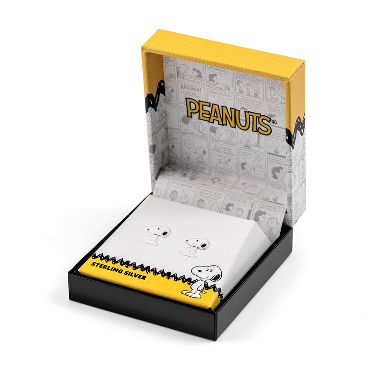 925 Sterling Silver Snoopy Enamel Stud Earrings