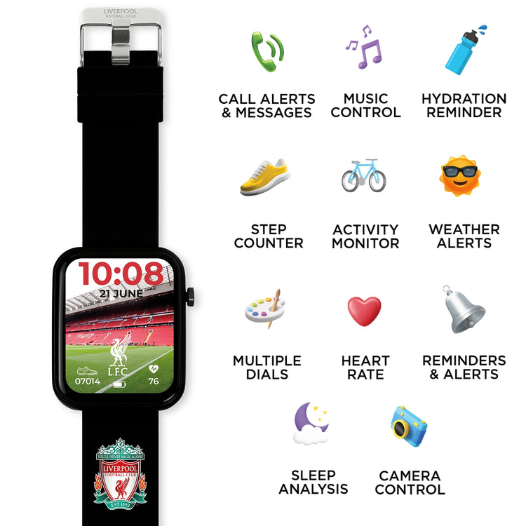 Liverpool FC Black Printed Strap Smart Watch
