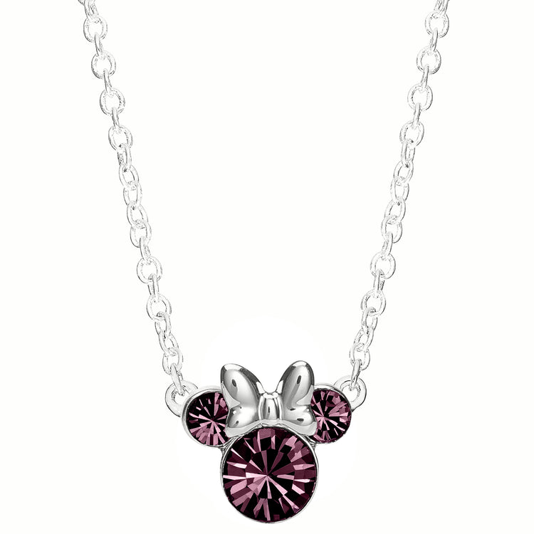 Minnie Sterling Silver February Birthstone Crystal Necklace