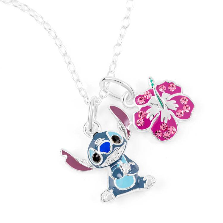 925 Sterling Silver Lilo and Stitch Ohana Charm Necklace