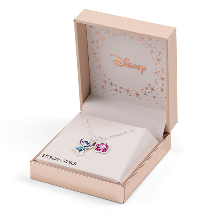 925 Sterling Silver Lilo and Stitch Ohana Charm Necklace