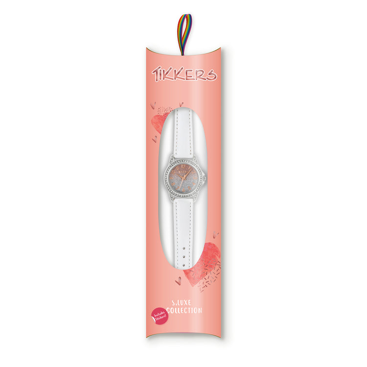 Tikkers White PU Strap Ombre Shimmer Dial Watch