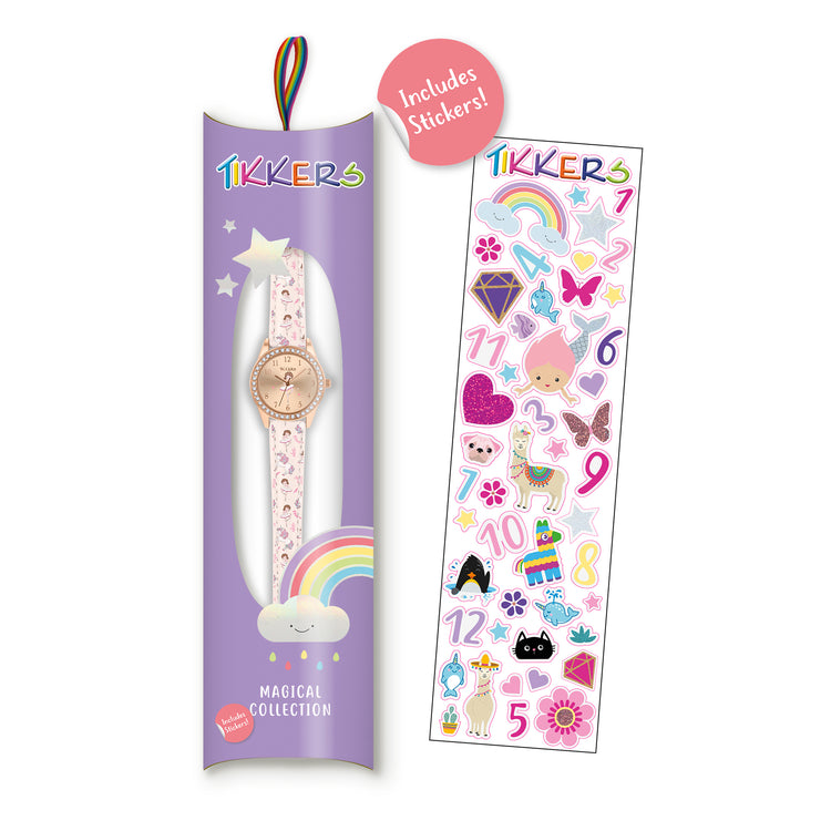 Tikkers Pink Strap Stone Set Ballet Dancer Watch