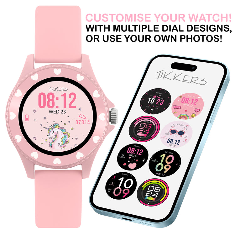 Tikkers Series 34 Pink Silicone Strap Smart Watch