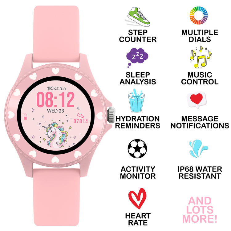 Tikkers Series 34 Pink Silicone Strap Smart Watch