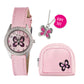 Tikkers Pink PU Strap Watch, Purse & Necklace Set