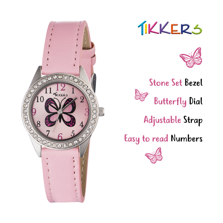 Tikkers Pink PU Strap Watch, Purse & Necklace Set