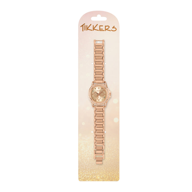 Tikkers Rose Gold Metal Bracelet Multicoloured Stone Watch