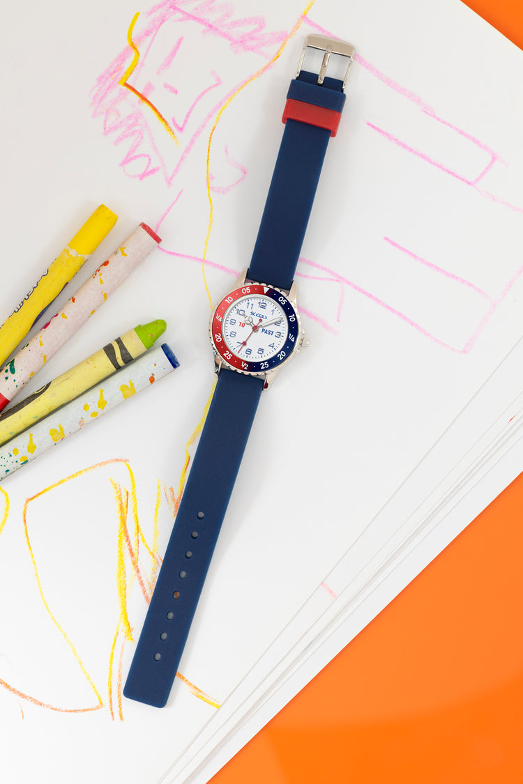 Tikkers Navy Silicone Time Teacher Watch