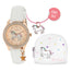 Tikkers White PU Strap Watch, Necklace & Purse Set