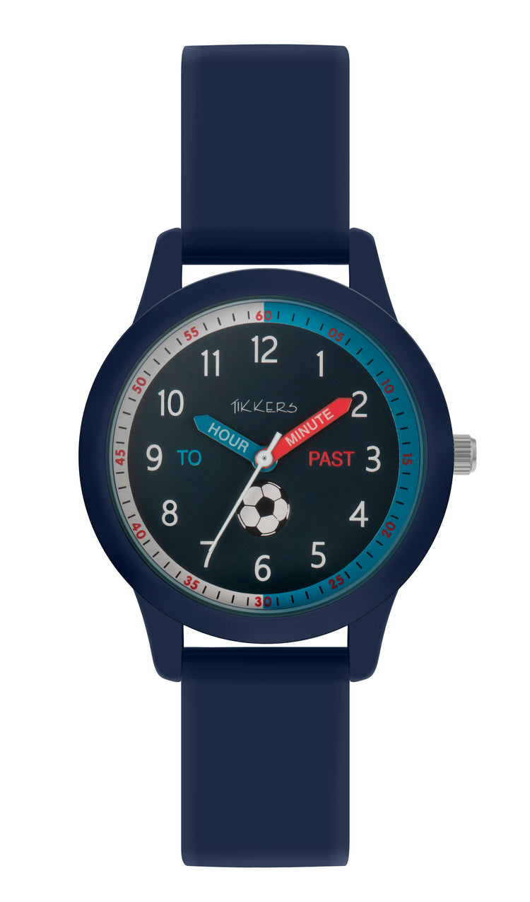 Tikkers Navy Silicone Football Watch, Bracelet & Wallet Set