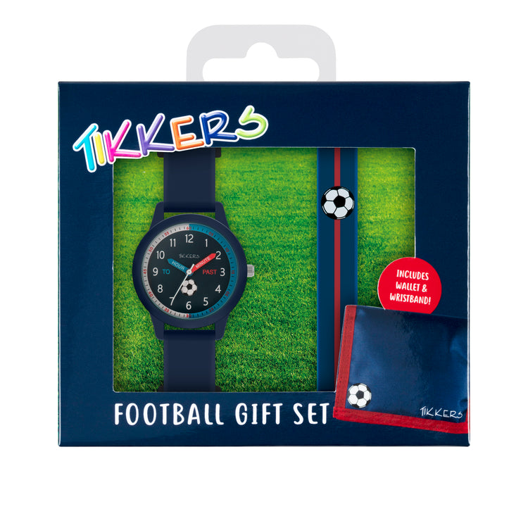 Tikkers Navy Silicone Football Watch, Bracelet & Wallet Set