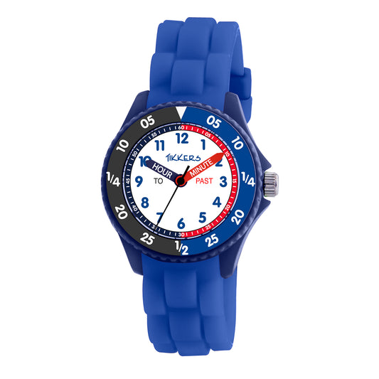 Tikkers Blue & Black Silicone Time Teacher Watch