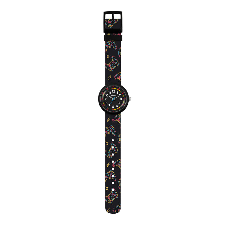 Tikkers Black Printed Gamer Strap Watch