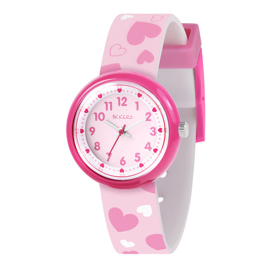 Tikkers Pink Heart Silicone Time Teacher Watch