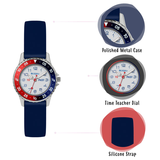 Tikkers Navy Silicone Time Teacher Watch
