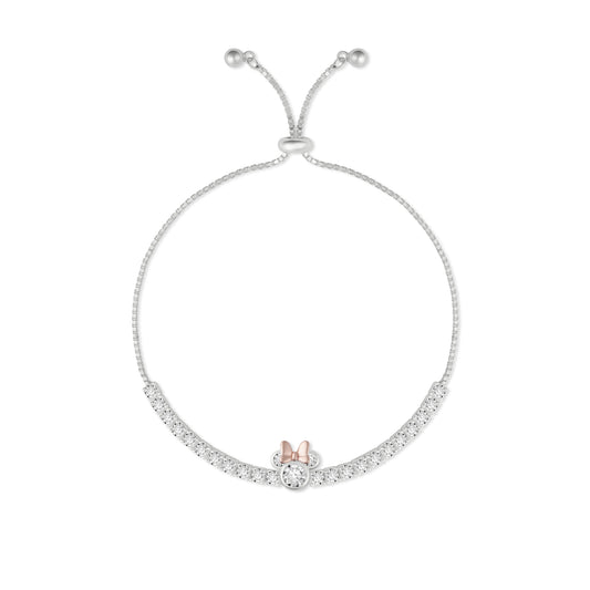 Disney Minnie Mouse Sterling Silver Two Tone Lariat Bracelet