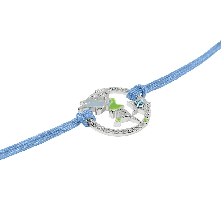 Tinkerbell Blue Adjustable Cord Charm Bracelet