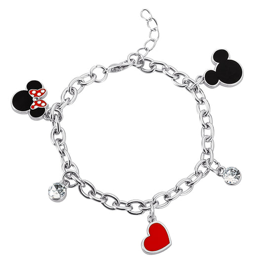 Minnie and Mickey Heart Charm Bracelet