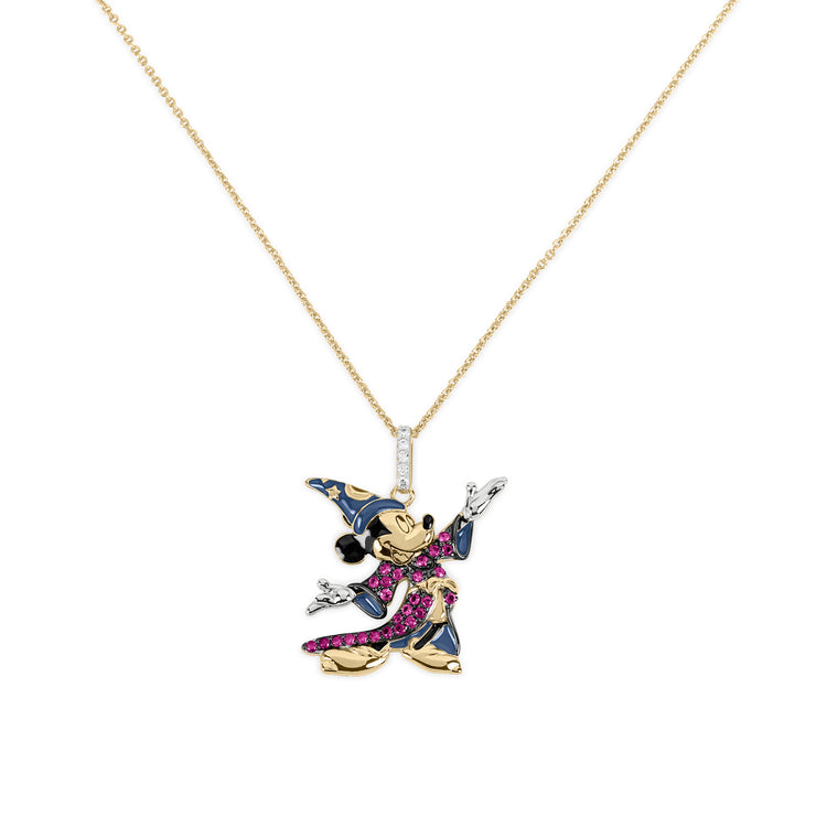 Disney 100 Sorcerer Mickey Sterling Silver Gold Plated Necklace