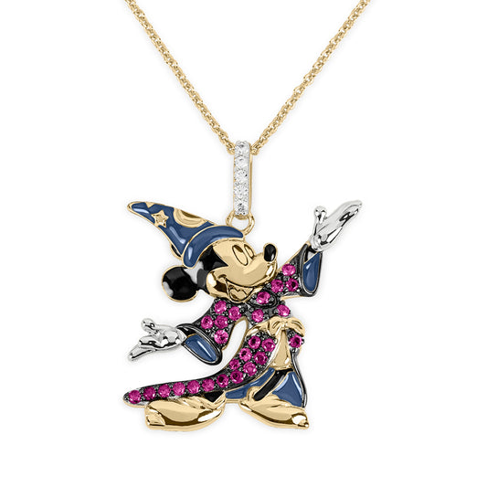 Disney 100 Sorcerer Mickey Sterling Silver Gold Plated Necklace