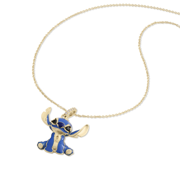 Sterling Silver Gold and Blue Stitch Necklace