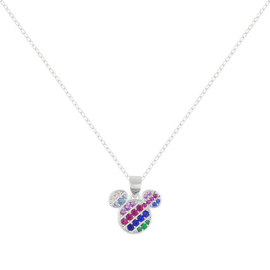 Multi Coloured Stone Set Minnie Mouse Necklace