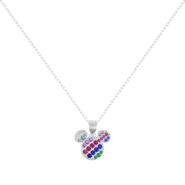 Multi Coloured Stone Set Minnie Mouse Necklace