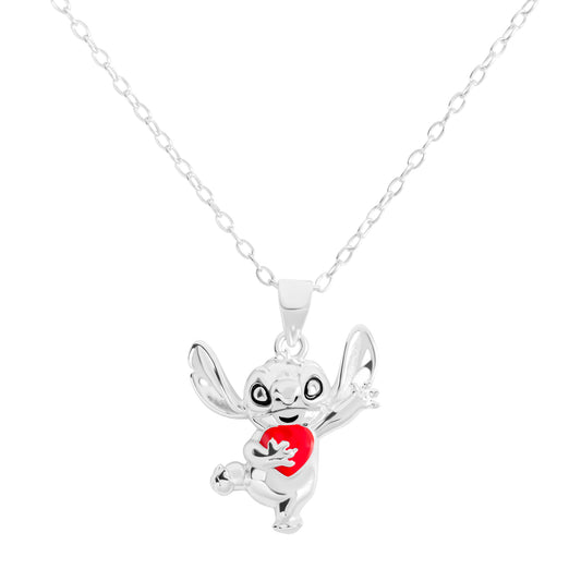 925 Sterling Silver Love Heart Stitch Pendant Necklace