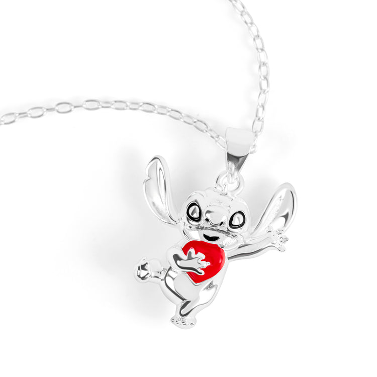 925 Sterling Silver Love Heart Stitch Pendant Necklace