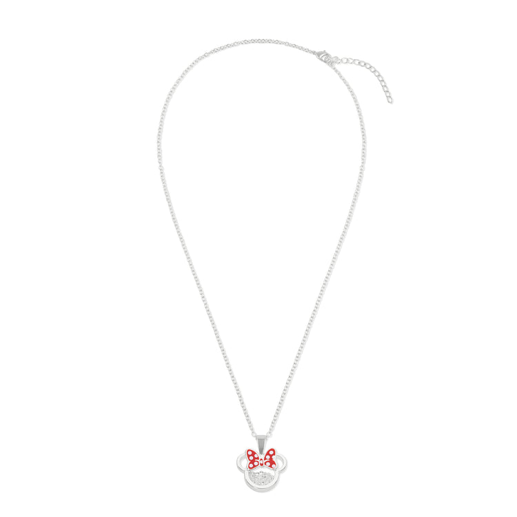 Minnie Silver Plated April Birthstone Floating Stones Bow Necklace