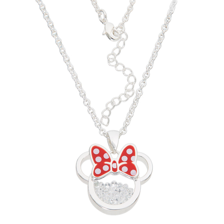 Minnie Silver Plated April Birthstone Floating Stones Bow Necklace