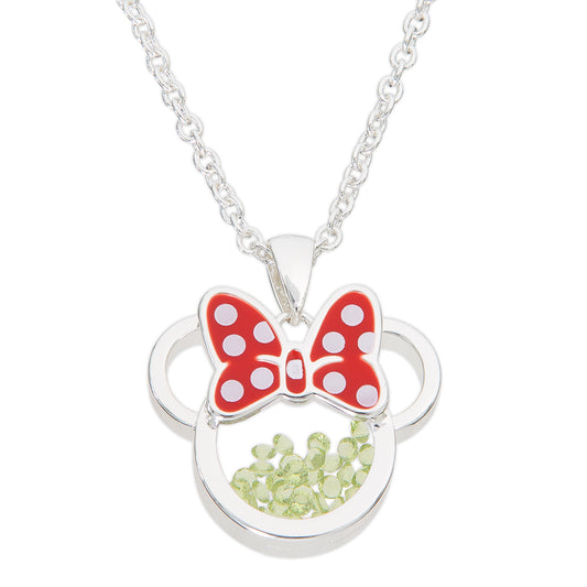 Minnie Silver Plated August Birthstone Floating Stones Bow Necklace