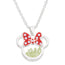 Minnie Silver Plated August Birthstone Floating Stones Bow Necklace