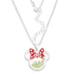 Minnie Silver Plated August Birthstone Floating Stones Bow Necklace