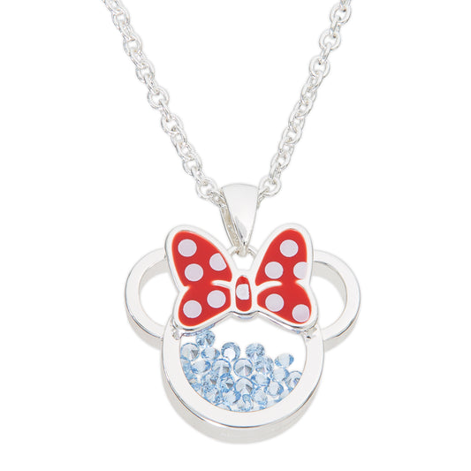 Minnie Silver Plated December Birthstone Floating Stones Bow Necklace