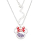 Minnie Silver Plated February Birthstone Floating Stones Bow Necklace