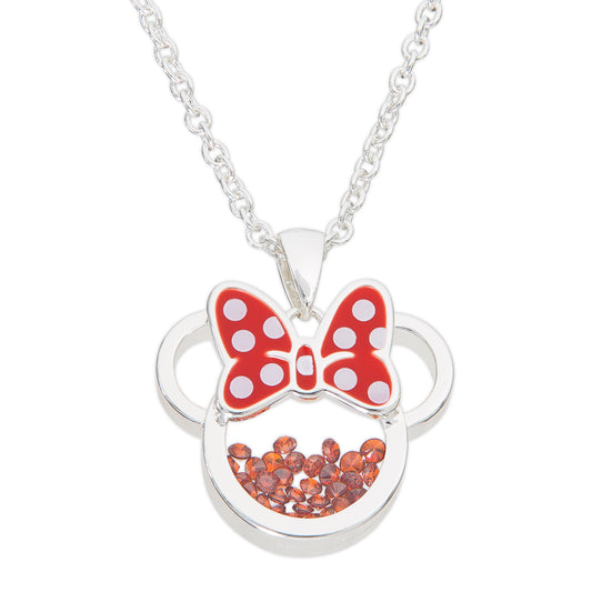 Minnie Silver Plated January Birthstone Floating Stones Bow Necklace