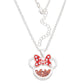 Minnie Silver Plated January Birthstone Floating Stones Bow Necklace