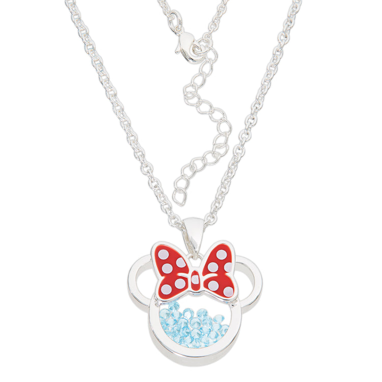 Minnie Silver Plated March Birthstone Floating Stones Bow Necklace